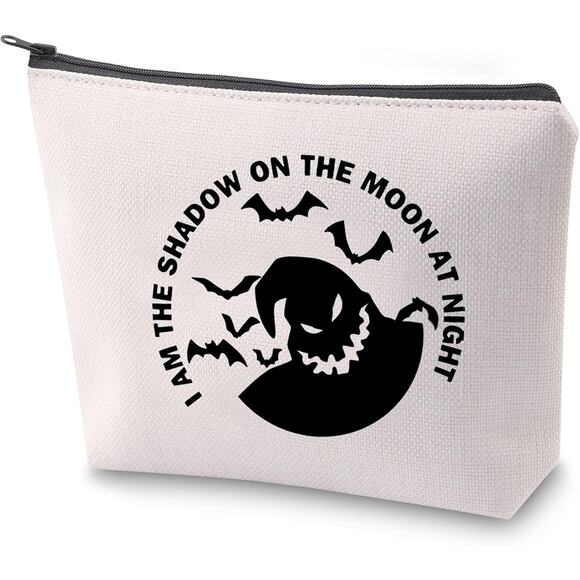 Oogie Cosmetic Bag Ghost Makeup Bag With Zipper 7.5"X16.5" Cream New - Picture 1 of 3